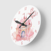 ピンクの雲に美しい宮殿をカスタマイズ ラウンド壁時計 (傾斜)