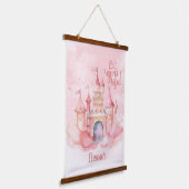 ピンクの雲に美しい宮殿をカスタマイズ 吊り下げ型タペストリー (傾斜あり)