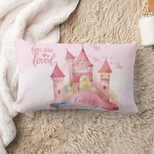 ピンクの雲の上で愛される宮殿 ランバークッション (ブランケット)