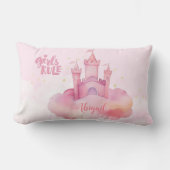 ピンクの雲の上のガールルールパレス ランバークッション (正面)