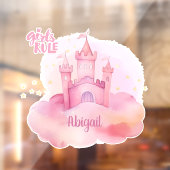 ピンクの雲の水色の女の子のルールパレス ウィンドウサイン (シート2)