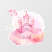 ピンクの雲の水色の女の子のルールパレス ウィンドウサイン (シート)