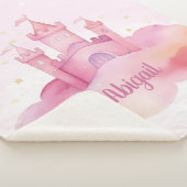 ピンクの雲の水色の女の子のルールパレス シェルパブランケット (3/4)