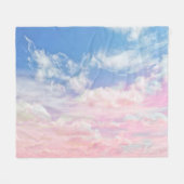 ピンクの雲の水色:グラデーション空。 フリースブランケット (正面(横))