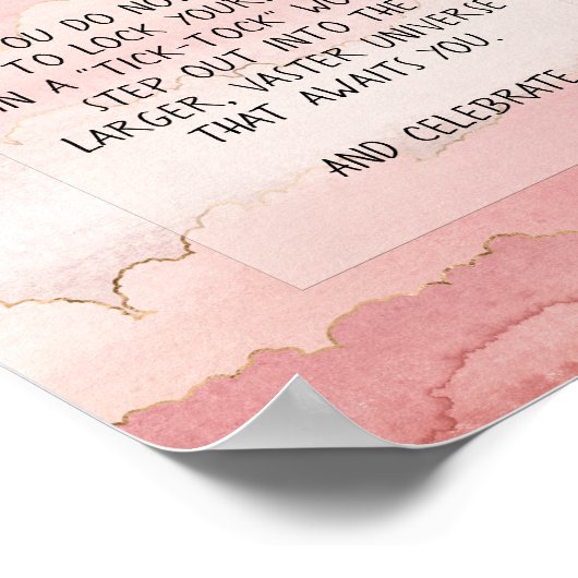 ピンクの雲の鳥の高いことわざの高騰やる気を起こさせる ポスター (角)