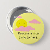 ピンクの雲を纏う黄色の日の出 缶バッジ (正面&裏面)