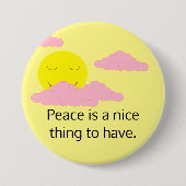 ピンクの雲を纏う黄色の日の出 缶バッジ (正面)