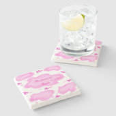 ピンクの雲パステル星の花嫁ガーリーモダン ストーンコースター (横)