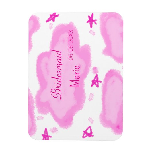 ピンクの雲パステル星の花嫁ガーリーモダン マグネット (縦)