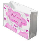ピンクの雲パステル星の花嫁ガーリーモダン ラージペーパーバッグ (正面アングル)