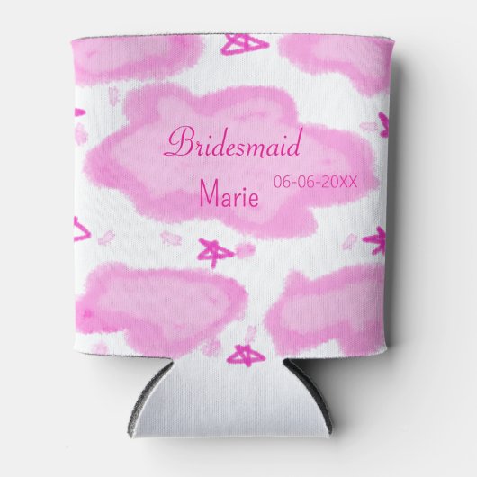 ピンクの雲パステル星の花嫁ガーリーモダン 缶クーラー (正面)