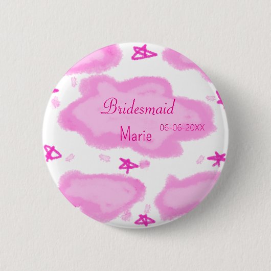 ピンクの雲パステル星の花嫁ガーリーモダン 缶バッジ (正面)
