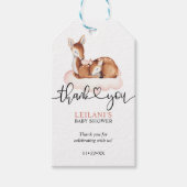 ピンクの雲水の色の鹿の赤ちゃんシャワーありがとう ギフトタグ (正面)