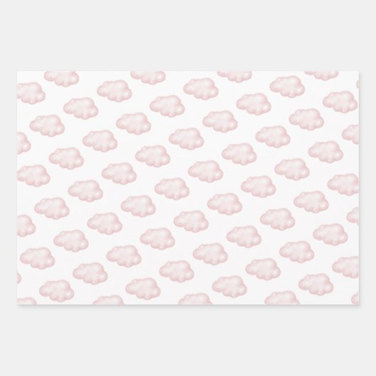 ピンクの雲9テディベアの女の子の赤ちゃんシャワー ラッピングペーパーシート (正面2)