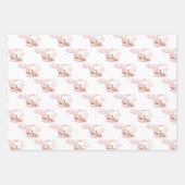 ピンクの雲9テディベアの女の子の赤ちゃんシャワー ラッピングペーパーシート (正面)