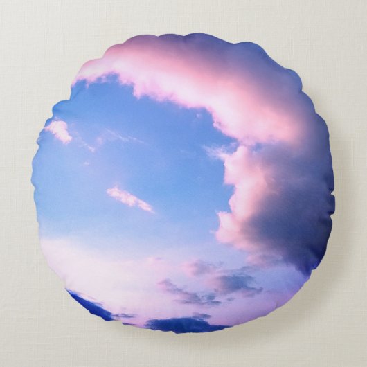 ピンクの雲 ラウンドクッション (正面)
