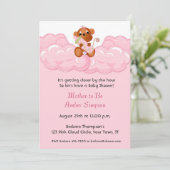 ピンクの雲、猿のベビーシャワーの招待状 招待状 (スタンド正面)