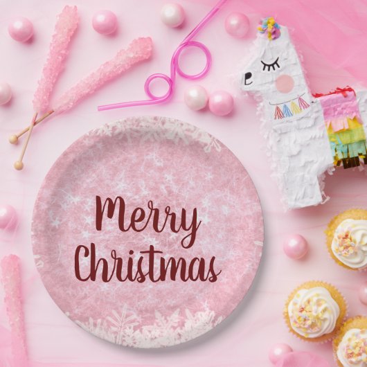 ピンクの霜のメリークリスマス ペーパープレート (パーティー)