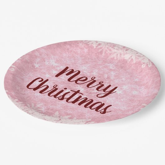 ピンクの霜のメリークリスマス ペーパープレート (アングル)