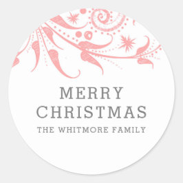 ピンクの霜のメリークリスマス ラウンドシール