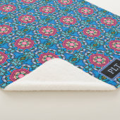 ピンクの青いガラス – アールデコ-イニシャルの追加 シェルパブランケット (3/4)