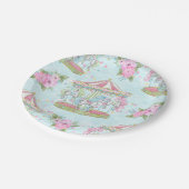 ピンクの青いサーカスの回転木馬の子馬 ペーパープレート (アングル)