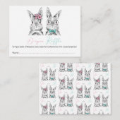 ピンクの青いバンニー性別おむつラッフルを明らかにする エンクロージャーカード (正面/裏面)