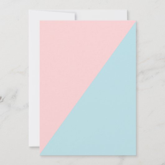 ピンクの青い三角形のパターンの仮想性別の表示 招待状 (裏面)