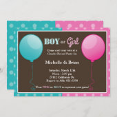 ピンクの青い気球の性はパーティの招待状を明らかにします 招待状 (正面/裏面)