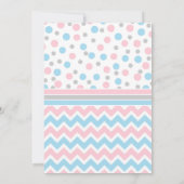 ピンクの青い点のベビーシャワーは注意しますw/poemに感謝していしています サンキューカード (裏面)
