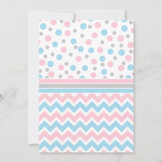 ピンクの青い点のベビーシャワーは注意しますw/poemに感謝していしています サンキューカード (裏面)