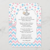 ピンクの青い点のベビーシャワーは注意しますw/poemに感謝していしています サンキューカード (正面/裏面)