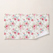 ピンクの青い白いフローラの花みすぼらしいシック バスタオルセット (ハンドタオル)