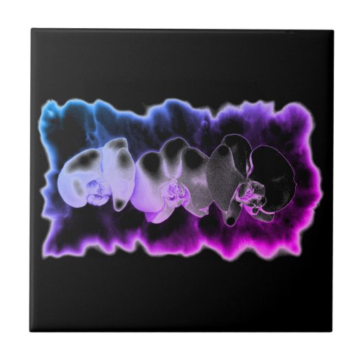 ピンクの青い紫の水色の蘭のパターン タイル (正面)