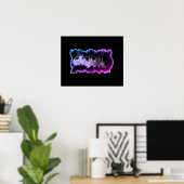 ピンクの青い紫の水色の蘭のパターン ポスター (ホームオフィス)