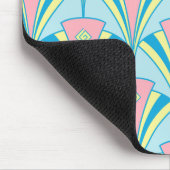 ピンクの青い緑のファンパターン マウスパッド (コーナー)