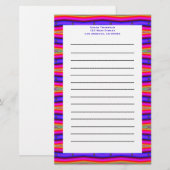 ピンクの青い縞 便箋 (正面/裏面)