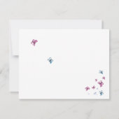 ピンクの青い蝶の写真インメモリサンキューカード 招待状 (裏面)