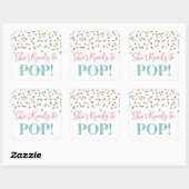 ピンクの青い金ゴールドのドット彼女が準備しているポップ・アートの スクエアシール (シート)