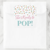 ピンクの青い金ゴールドのドット彼女が準備しているポップ・アートの スクエアシール (バッグ)