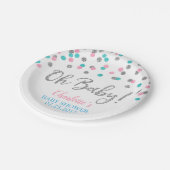 ピンクの青い銀の点の性はベビーシャワーを明らかにします ペーパープレート (アングル)