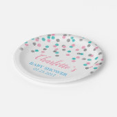 ピンクの青い銀の点の性はベビーシャワーを明らかにします ペーパープレート (アングル)