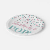 ピンクの青い銀彼女はベビーシャワーをぽんと鳴らして準備ができています ペーパープレート (アングル)