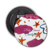 ピンクの青い雲の赤ちゃんシャワーを追加の名前の水色s 栓抜き (正面)