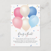 ピンクの青い風船と紙吹雪が本を持ってくる エンクロージャーカード (正面)