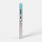 ピンクの青い鳥と花の模様モノグラムカスタム SAMSUNG GALAXYケース (右側面)