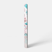 ピンクの青い鳥と花柄のカスタムモノグラム SAMSUNG GALAXYケース (左側面)