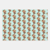 ピンクの青い黄色の木製クロスフラワーイースター ラッピングペーパーシート (正面3)