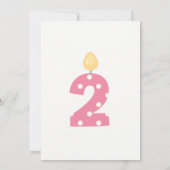 ピンクの青および灰色の第2誕生日の招待状 招待状 (裏面)