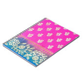 ピンクの青および金ゴールドのサリーの芸術 ノートブック (左側)